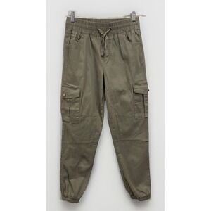 Sincerely Jules Elastic Waist‎ Green Khaki Cargo Joggers Women's Size Small EUC